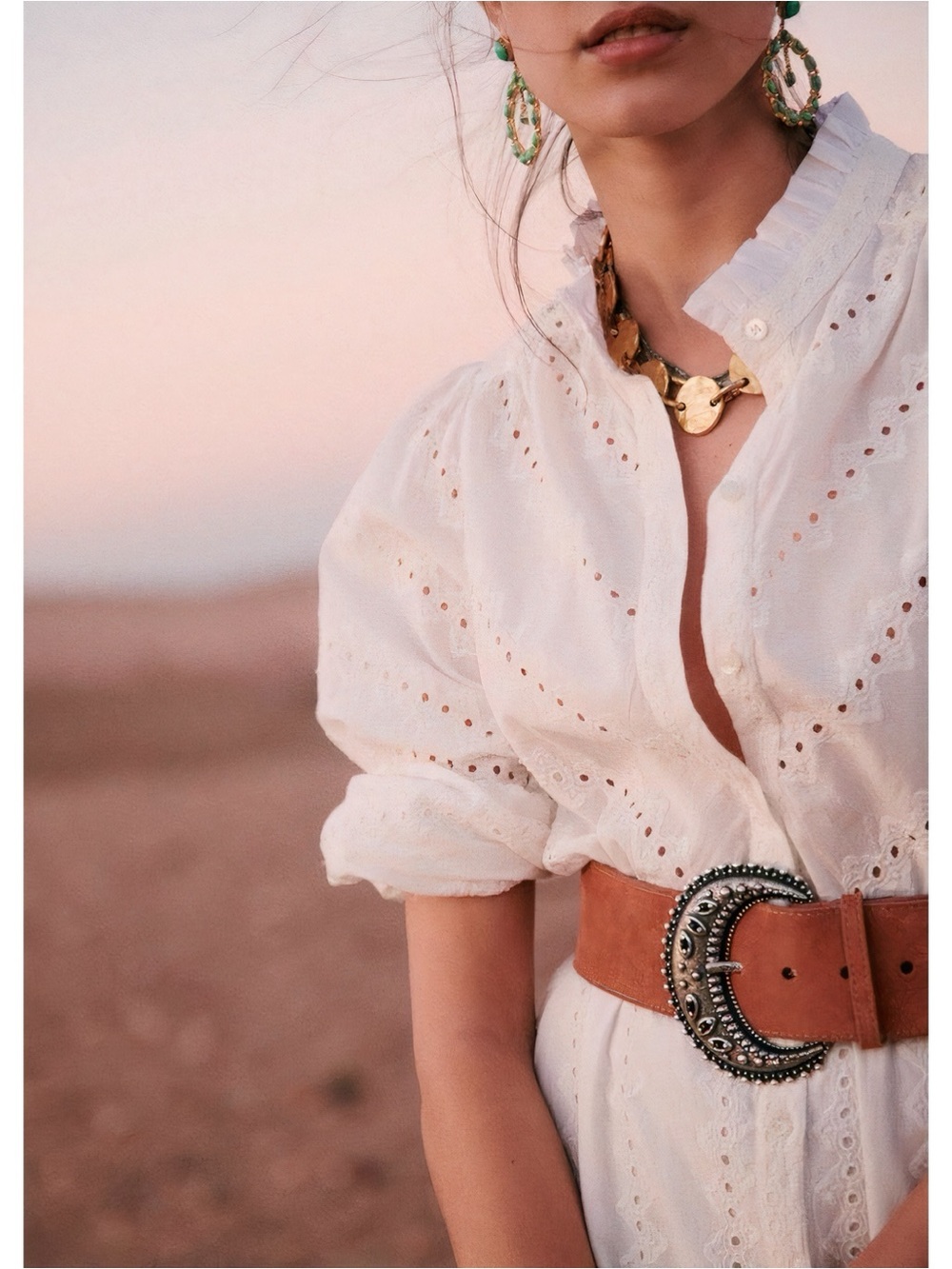 NWT Sezane Maxi White Long-Sleeve Cotton Embroidered Havane Dress - Picture 4 of 7